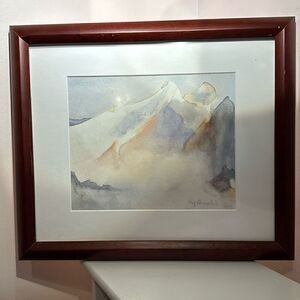 Art Watercolor Pastel Mountain Range Framed Signed Kay Hannah